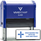 Vivid Stamp Jesus Blesses You With His Love and Peace Self Inking Rubber Stamp