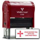 Vivid Stamp Jesus Blesses You With His Love and Peace Self Inking Rubber Stamp