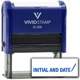 Vivid Stamp Initial and Date (Pen Pointing Down) Self Inking Rubber Stamp