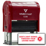 Vivid Stamp God’s Light Shines Through Your Loving Heart Self-Inking Office Rubber Stamp