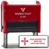 Vivid Stamp Jesus Blesses You With His Love and Peace Self Inking Rubber Stamp