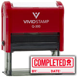 Completed With By Date Line (Rosette) Self Inking Rubber Stamp