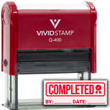 Completed With By Date Line (Rosette) Self Inking Rubber Stamp