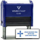 Vivid Stamp Jesus Blesses You With His Love and Peace Self Inking Rubber Stamp