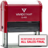 Vivid Stamp No Returns On Antiques All Sales Final Self Inking Rubber Stamp