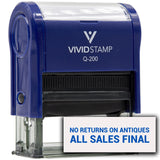 Vivid Stamp No Returns On Antiques All Sales Final Self Inking Rubber Stamp