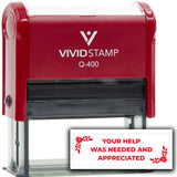 Vivid Stamp Your Help Was Needed And Appreciated Self-Inking Office Rubber Stamp