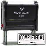 Completed With By Date Line (Rosette) Self Inking Rubber Stamp