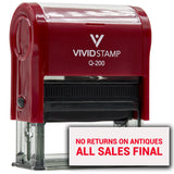 Vivid Stamp No Returns On Antiques All Sales Final Self Inking Rubber Stamp