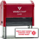 Vivid Stamp God’s Light Shines Through Your Loving Heart Self-Inking Office Rubber Stamp