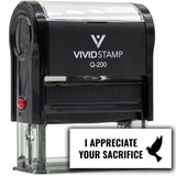Vivid Stamp I appreciate Your Sacrifice Self-Inking Office Rubber Stamp