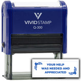 Vivid Stamp Your Help Was Needed And Appreciated Self-Inking Office Rubber Stamp