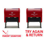 Parent Signature Teacher and Try Again & Return Self Inking Rubber Stamps (2 Pack)