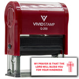 Vivid Stamp My prayer is that the Lord will bless you for your kindness Self Inking Rubber Stamp