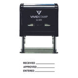Received Approved Entered Self Inking Rubber Stamp