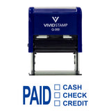 PAID CASH CHECK CREDIT Self Inking Rubber Stamp