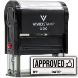 Approved With By Date Line (Thumbs Up) Self-Inking Office Rubber Stamp
