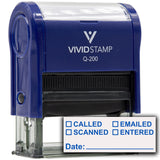 [] Called [] Scanned [] Emailed With Date Line Self-Inking Office Rubber Stamp