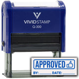 Approved With By Date Line (Thumbs Up) Self-Inking Office Rubber Stamp