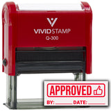 Approved With By Date Line (Thumbs Up) Self-Inking Office Rubber Stamp